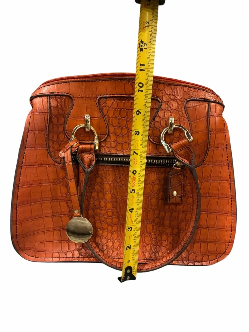 Vintage London Fog Faux Leather Crocodile Embossed Satchel Gold Toned Hardware